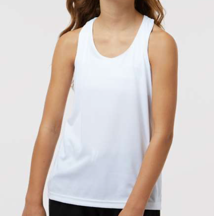 YOUTH White Racer back Tank